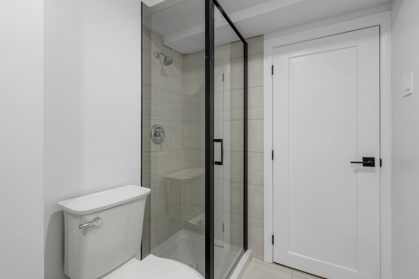 Frameless glass shower bathroom remodel — Suffolk County, NY