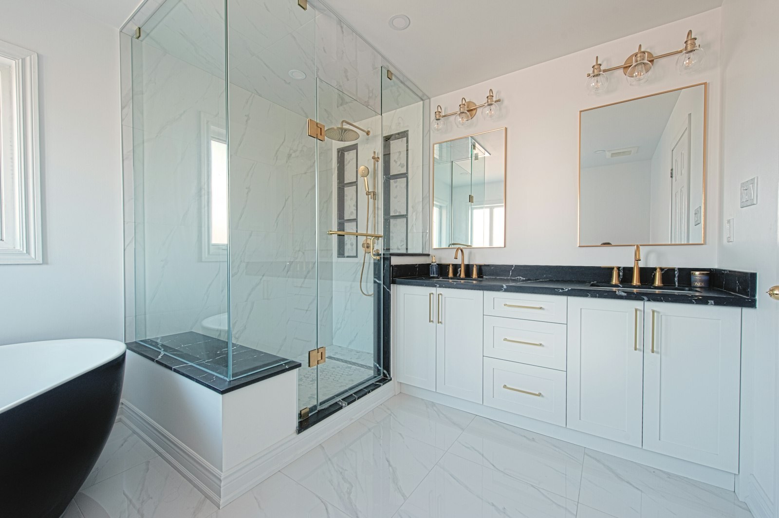 Frameless glass shower bathroom remodel — West Babylon, NY