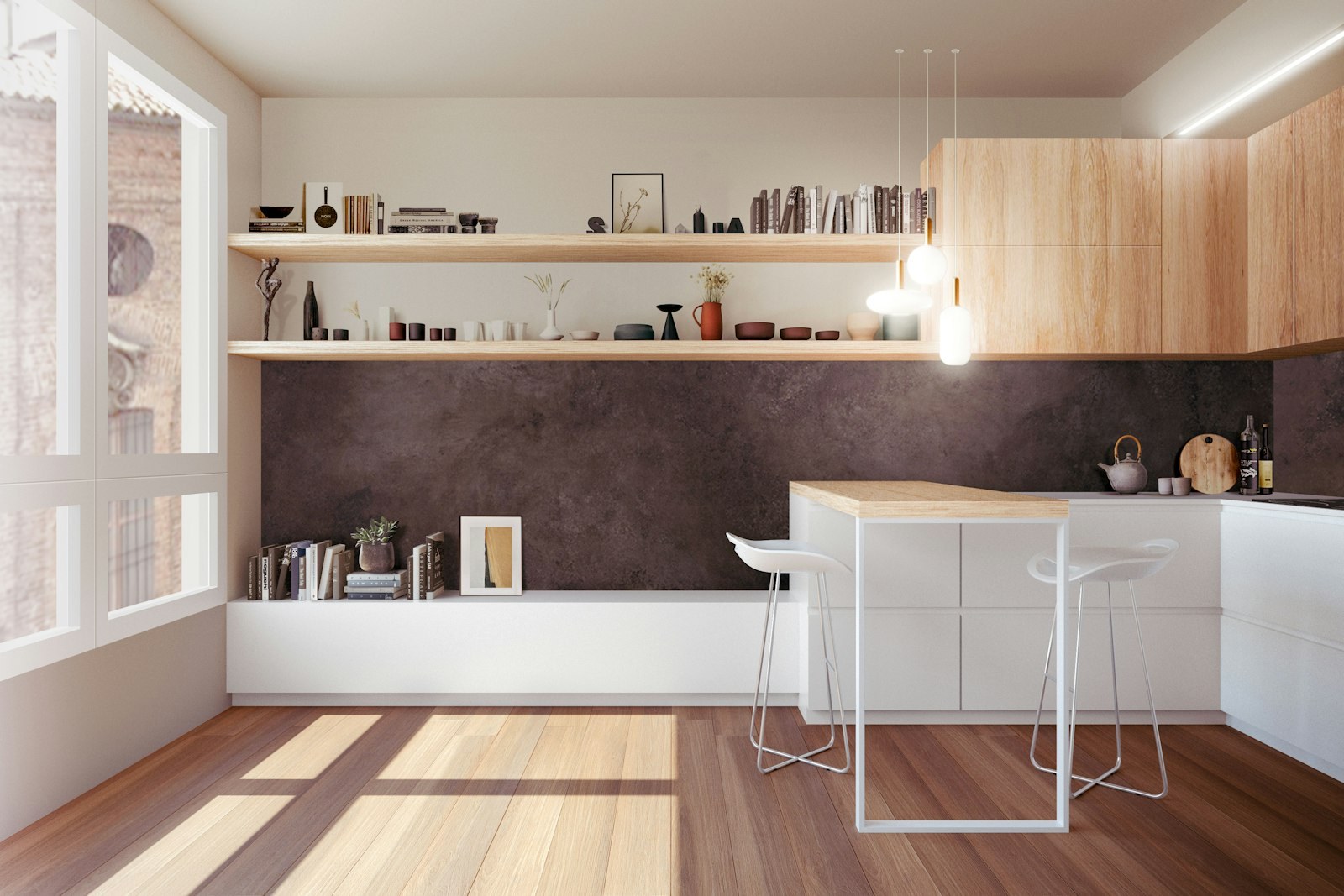 Open-concept kitchen renovation with island — Long Island, NY