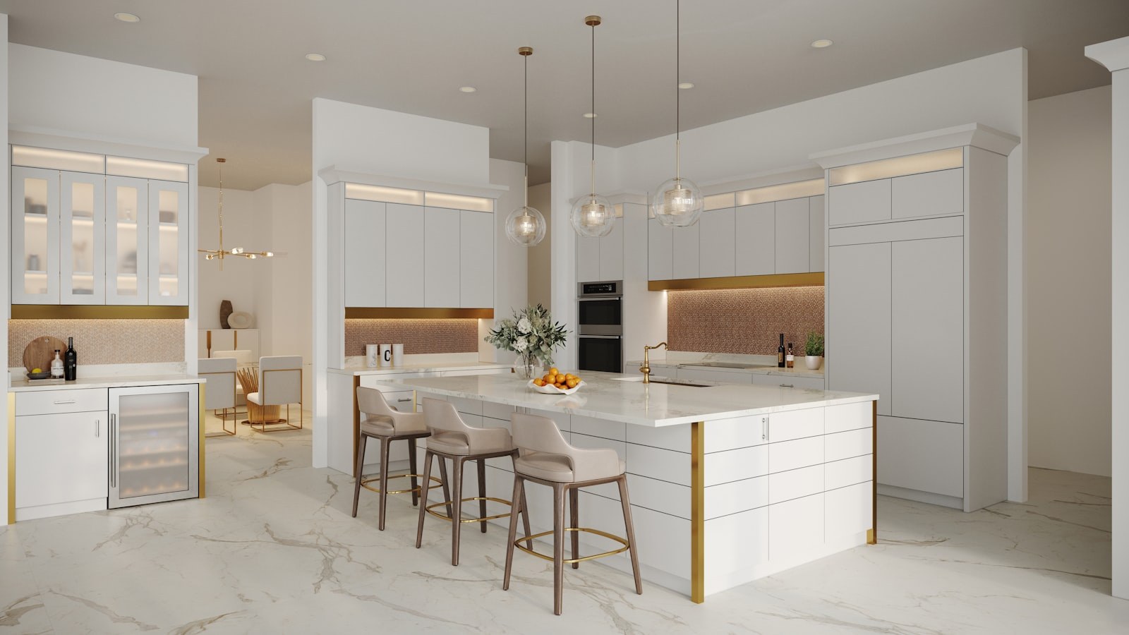 Kitchen Remodeling in Bayport, NY — Two-tone kitchen renovation with center island — Nassau County, NY