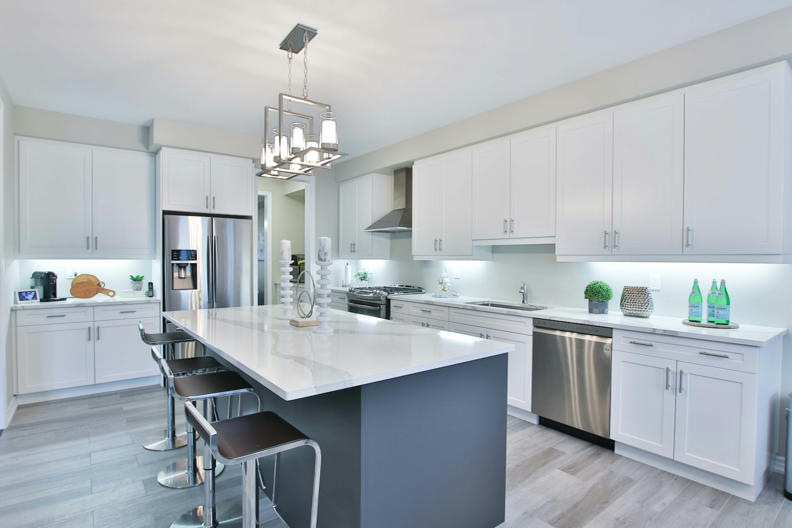 Kitchen Remodeling in Massapequa, NY — Two-tone kitchen renovation with center island — Suffolk County, NY