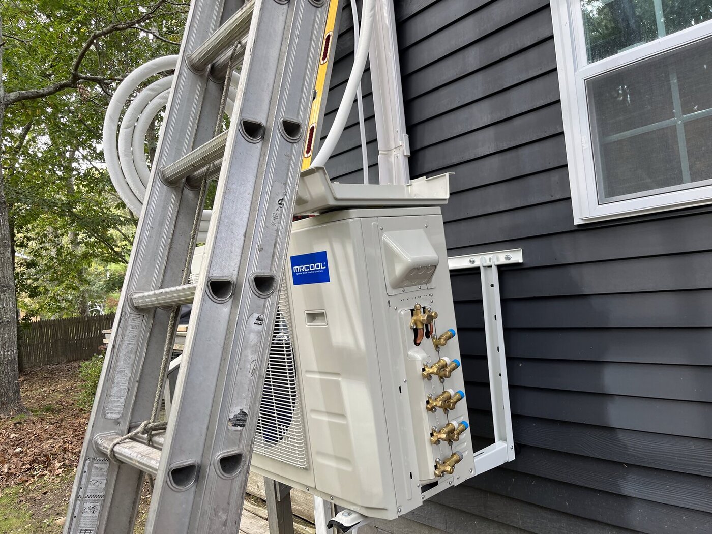 MRCOOL ductless mini-split installation in progress on a Long Island home