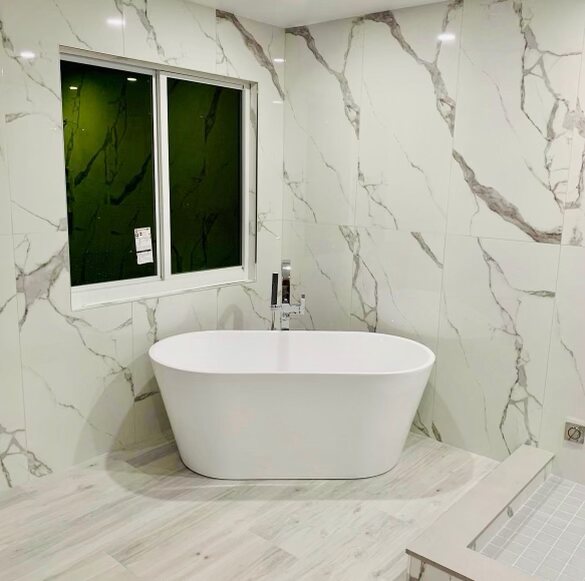 Spa Primary Bathroom Remodel — completed by Milton's Construction in Sayville, NY